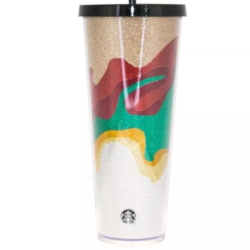 2018 Starbucks Sand Flow Glitter Acrylic Cold Cup Tumbler 24oz